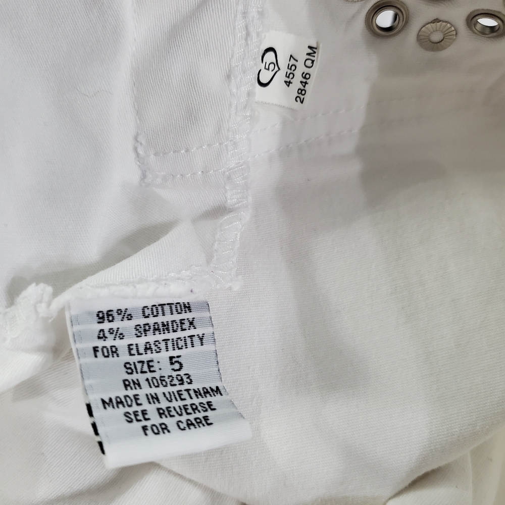 Vintage 2yk Angels Rhinestones Beaded White Flare/ Bootcut Pants Size 5 - Picture 4 of 11